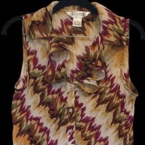 Allison Taylor Stylish Sleeveless Printed Fall Blouse - Size L